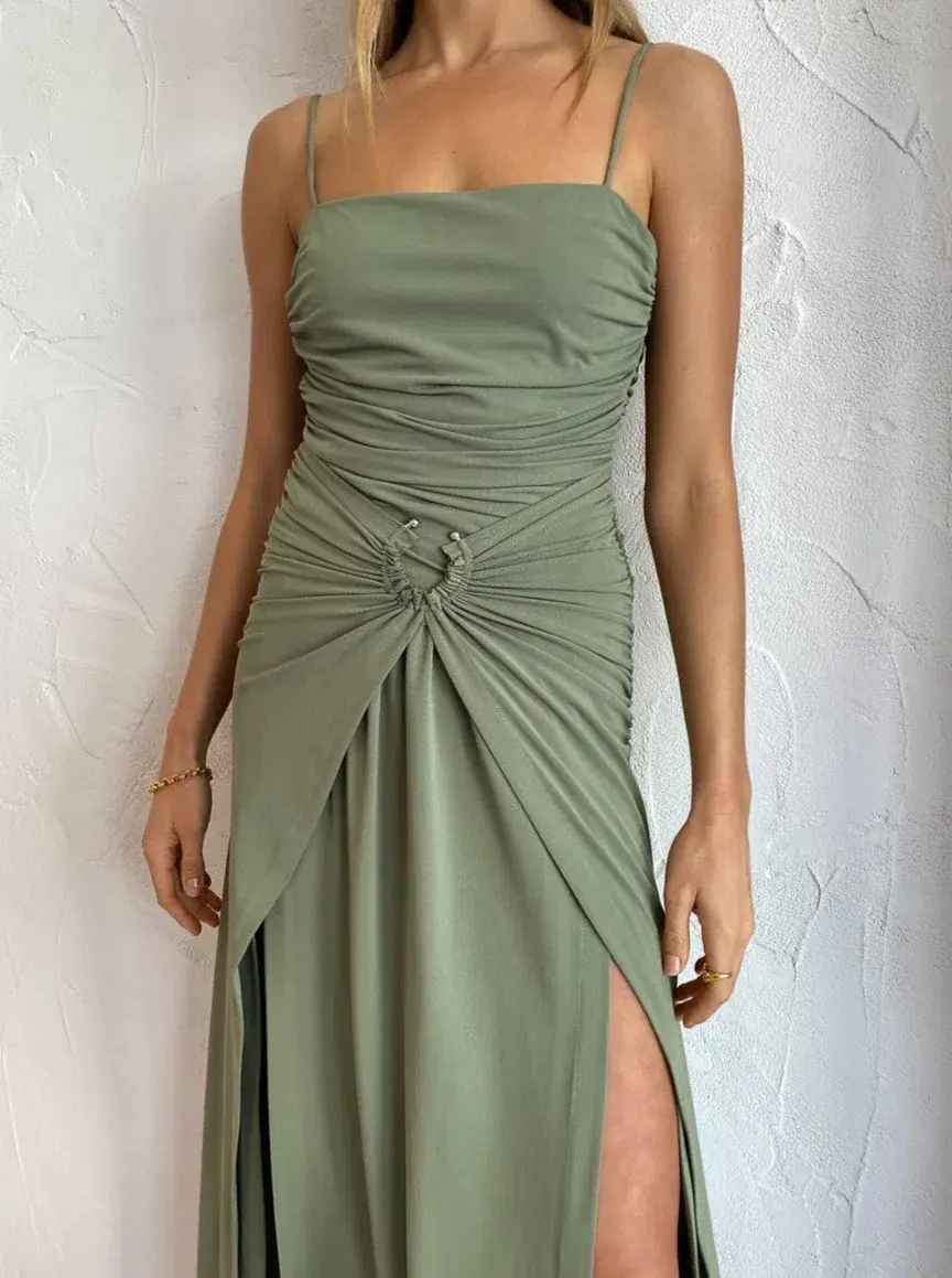 Bec & Bridge Vixen Maxi Dress in Olive Green Size 10 for rent on The Volte - main image