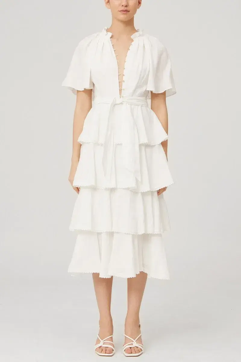 Keepsake the Label Current Midi Dress in Porcelain White Size 10 - Image 1