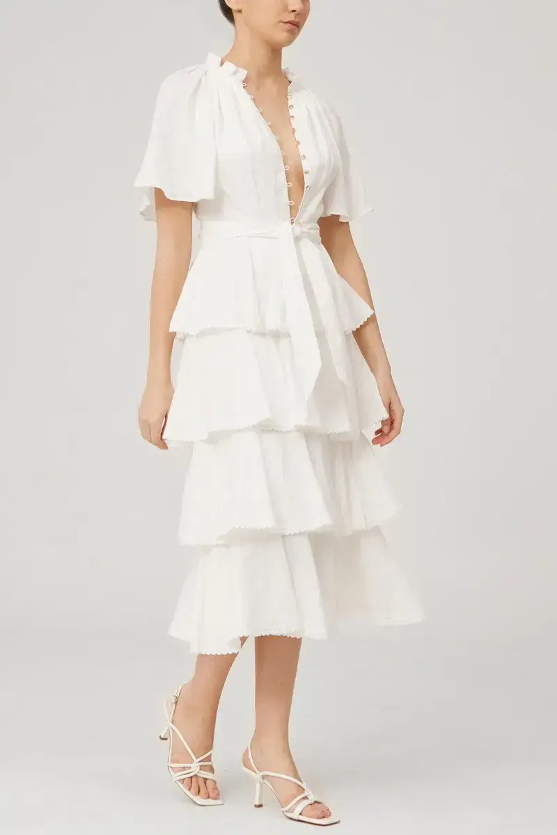 Keepsake the Label Current Midi Dress in Porcelain White Size 10 - Image 2