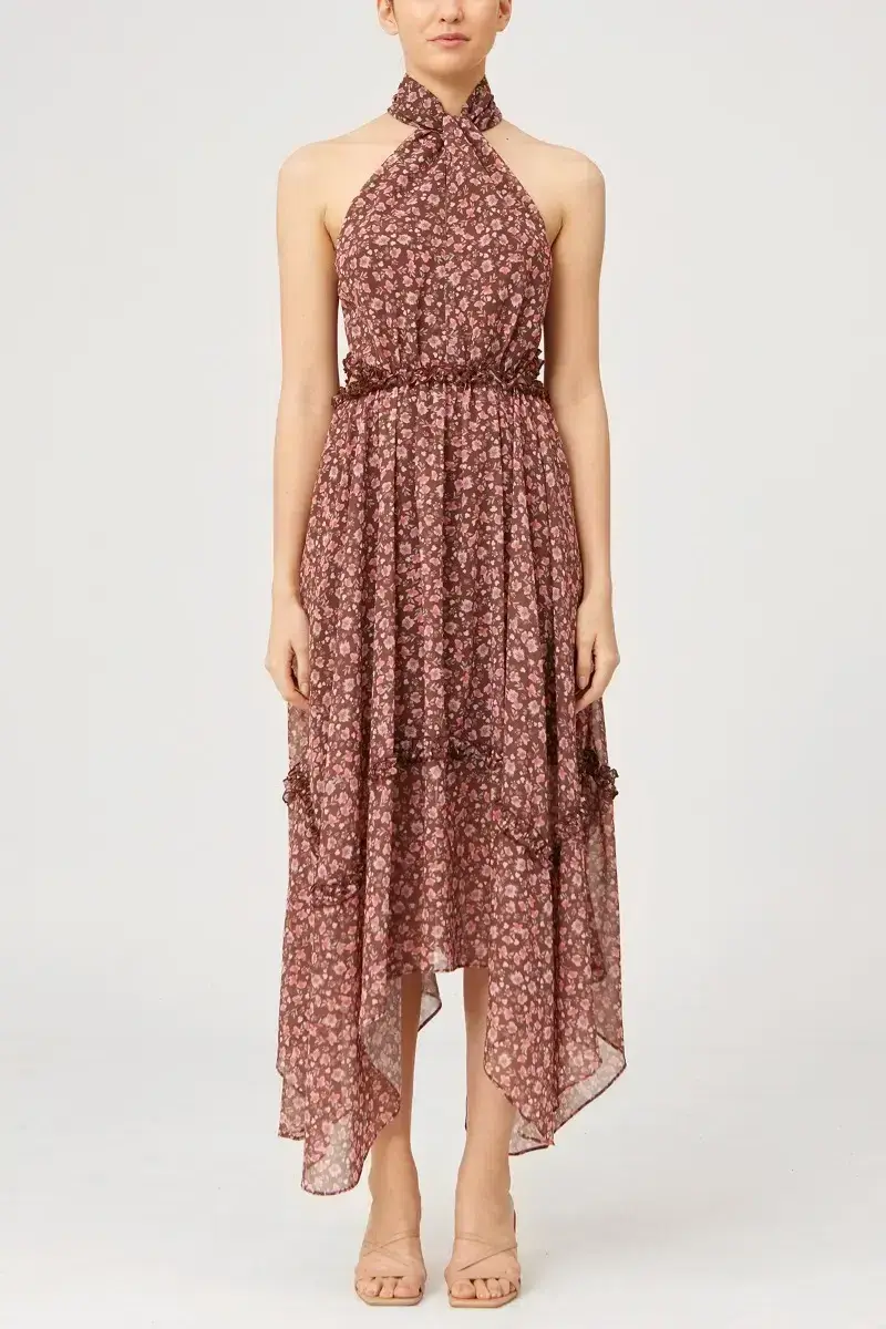 Keepsake Illustrate Midi Dress Chocolate Ditsy Floral Print Size 12 - Image 1