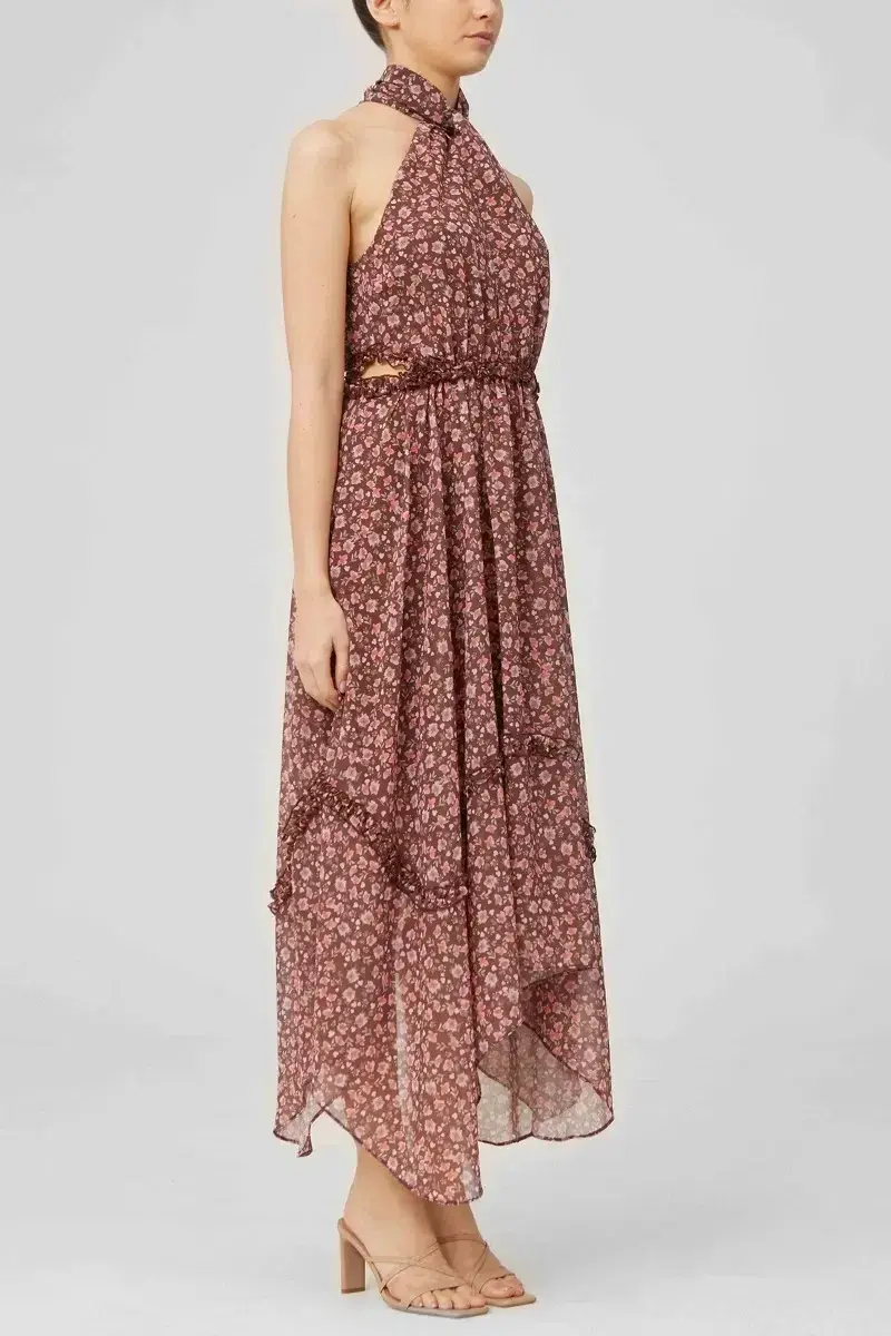 Keepsake Illustrate Midi Dress Chocolate Ditsy Floral Print Size 12 for rent on The Volte - main image