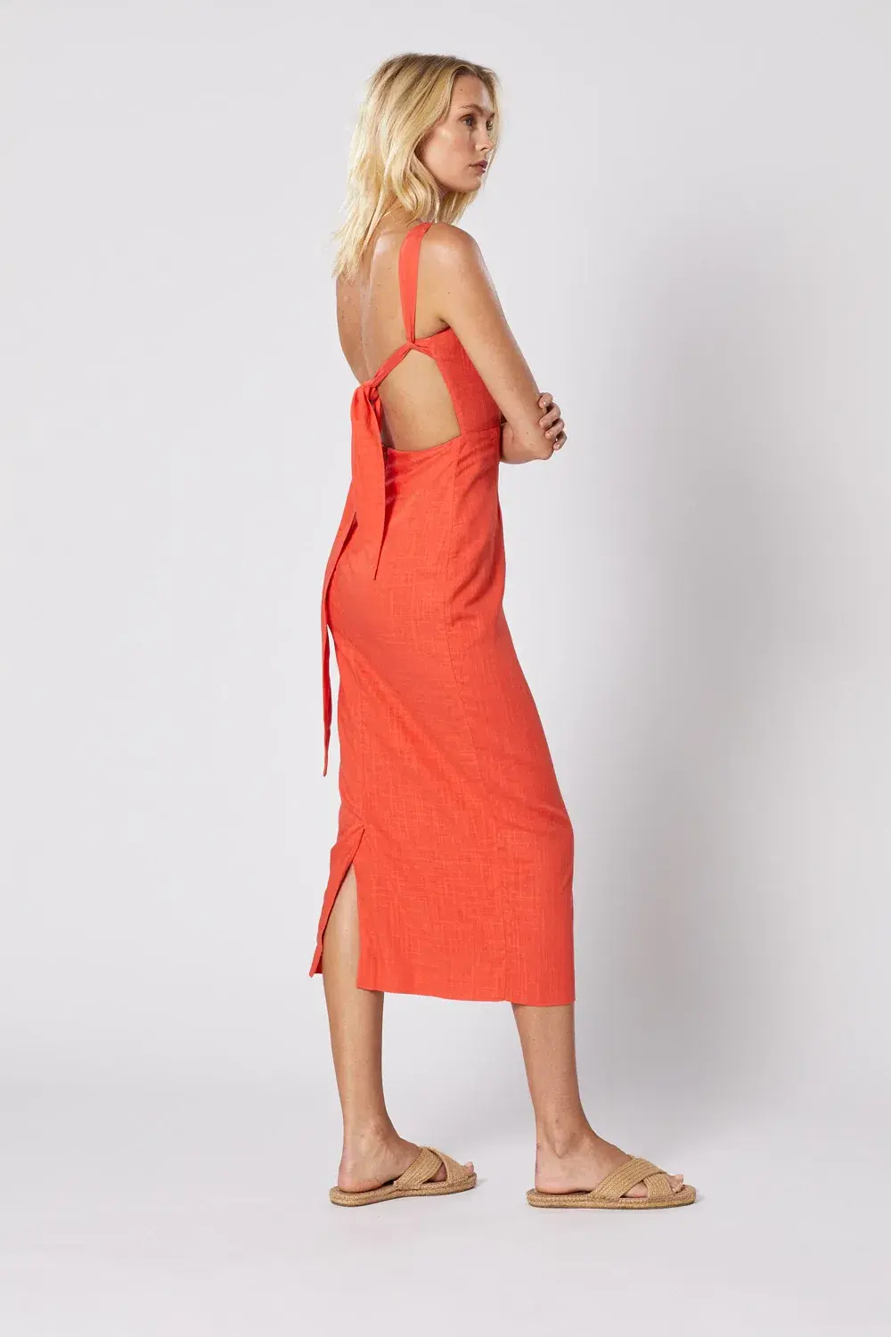 Winona Volt Tie Back Dress Orange Size 10 - Image 3
