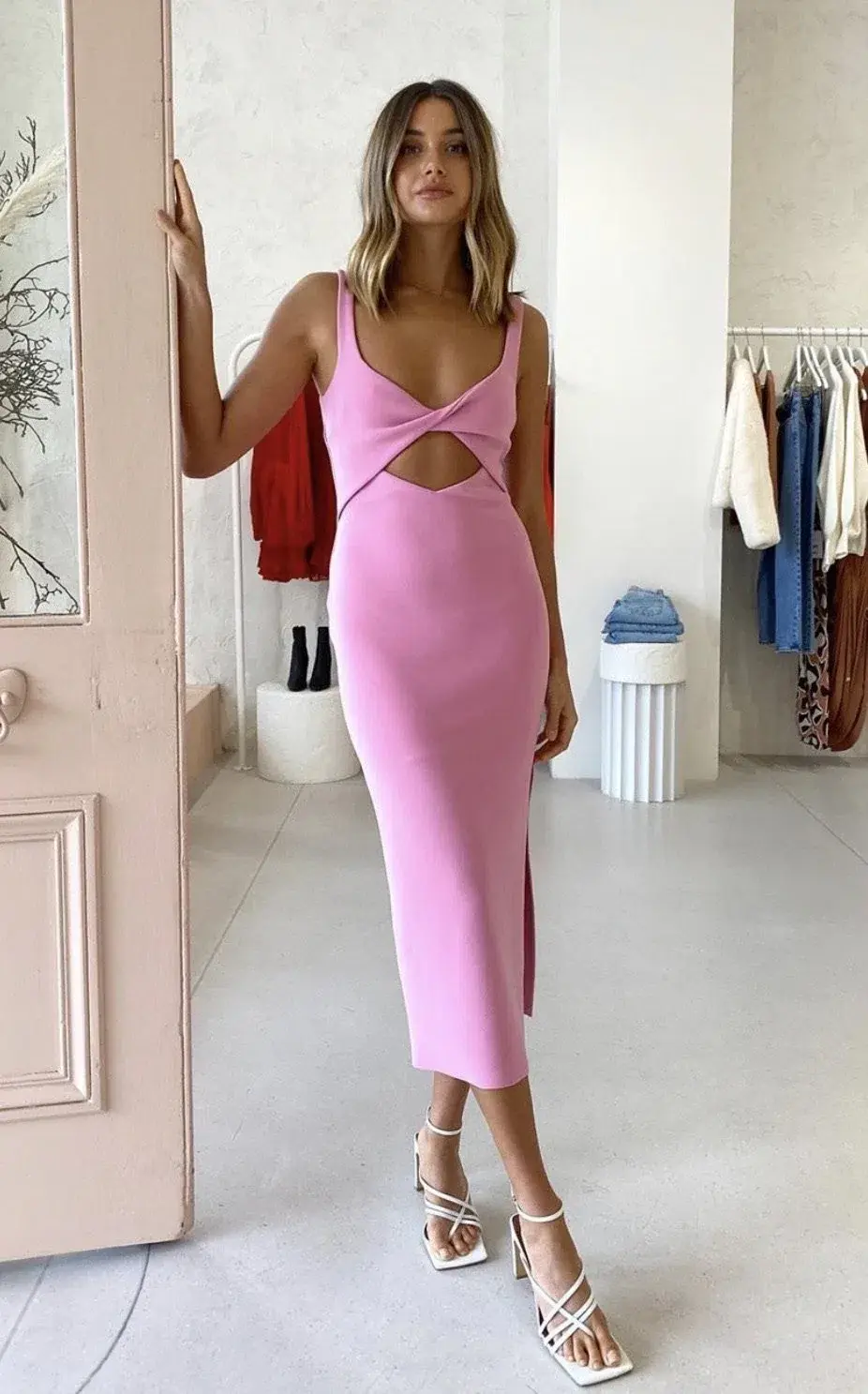 Bec & Bridge Joelle Midi Dress Pink Size 10 for rent on The Volte - main image