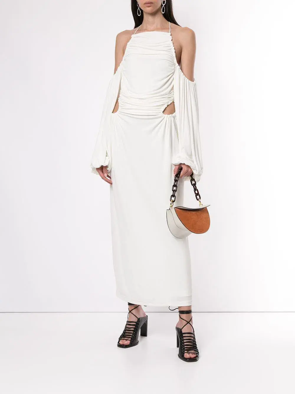 Dion Lee Ruched Midi Dress White Size 8  - Image 1