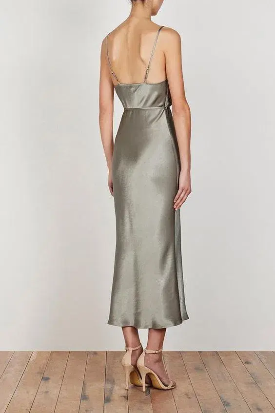 Shona Joy La Lune Bias Cowl Midi Dress Sage Size 16 - Image 2