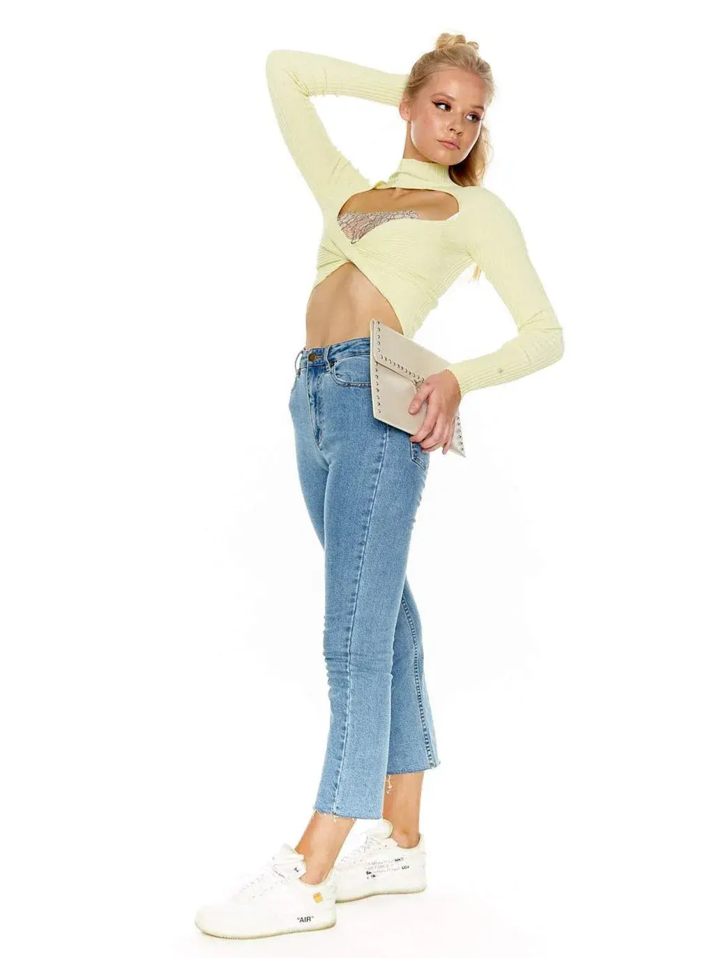 Dion Lee Twist Back Long Sleeve Knit Top Lemon Yellow Size 8 - Image 6