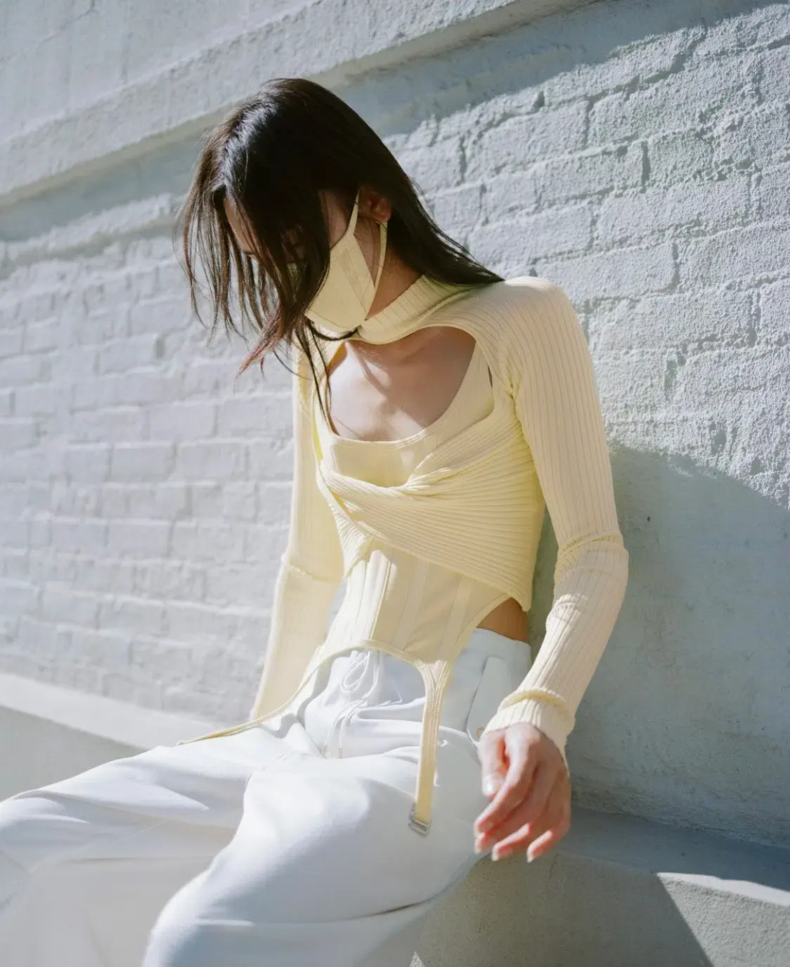 Dion Lee Twist Back Long Sleeve Knit Top Lemon Yellow Size 8 - Image 8