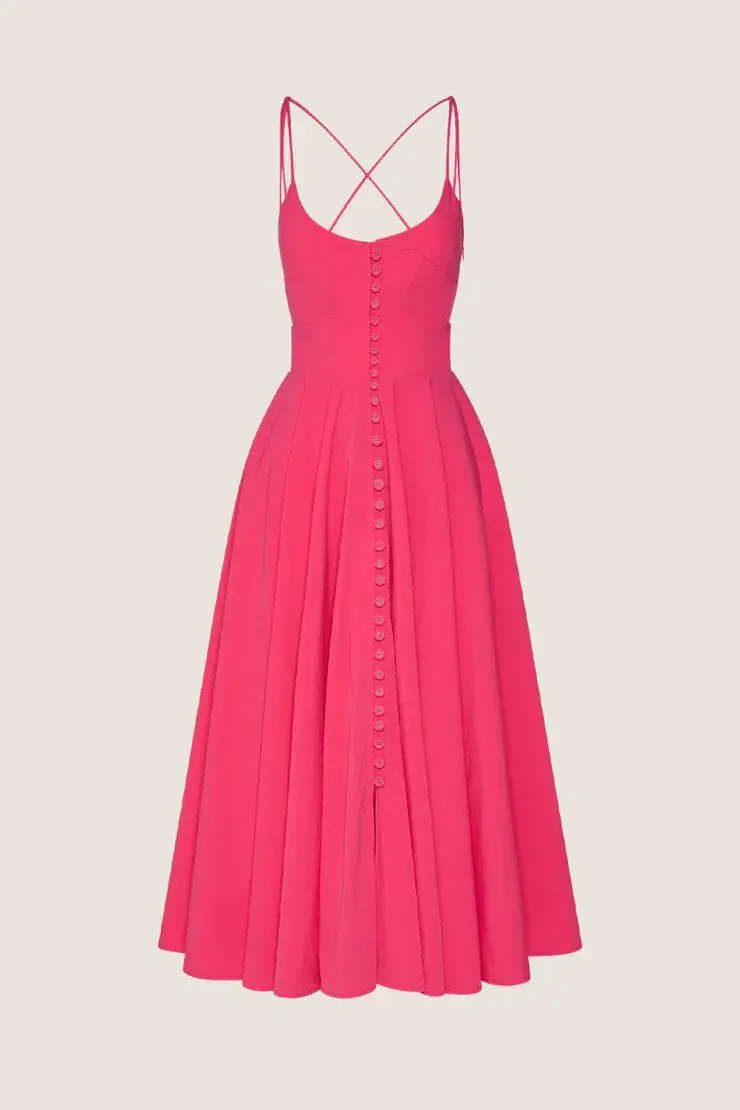 By Johnny Party Button Midi Dress Pink Size 10  for rent on The Volte - main image