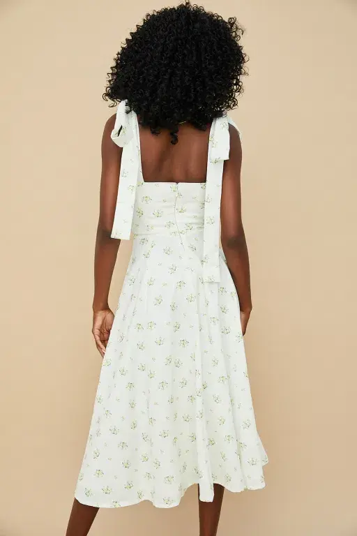 House of CB Alicia Ivory Midi Sundress White Floral Size 8 - Image 2
