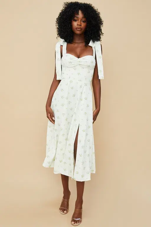 House of CB Alicia Ivory Midi Sundress White Floral Size 8 for rent on The Volte - main image