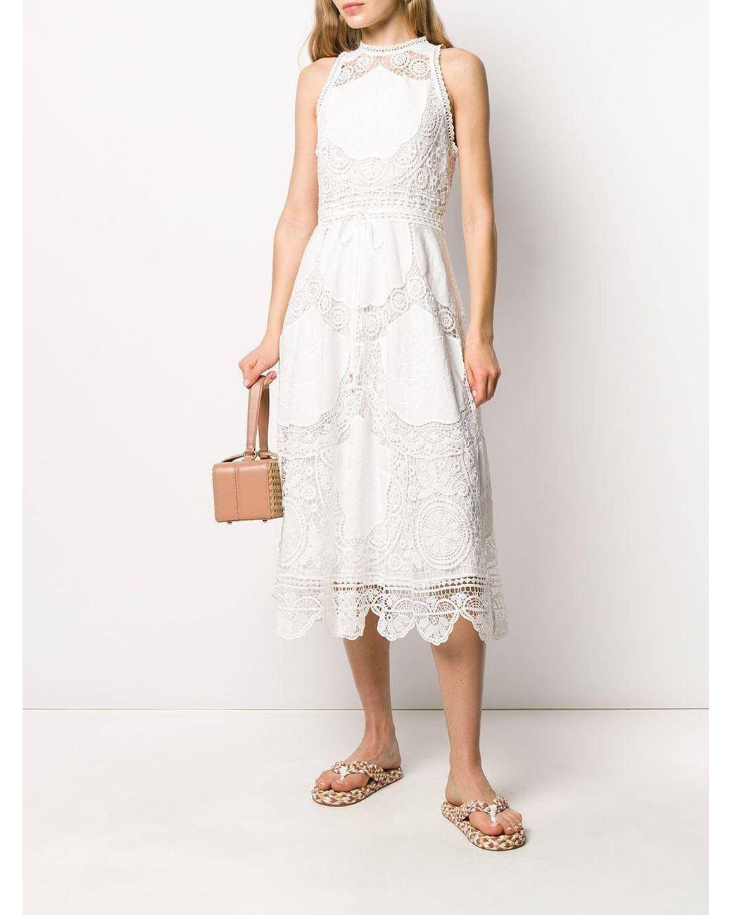 Zimmermann Bonita Crochet Embroidered Midi Dress Ivory Size 0 / AU 8 - Image 2