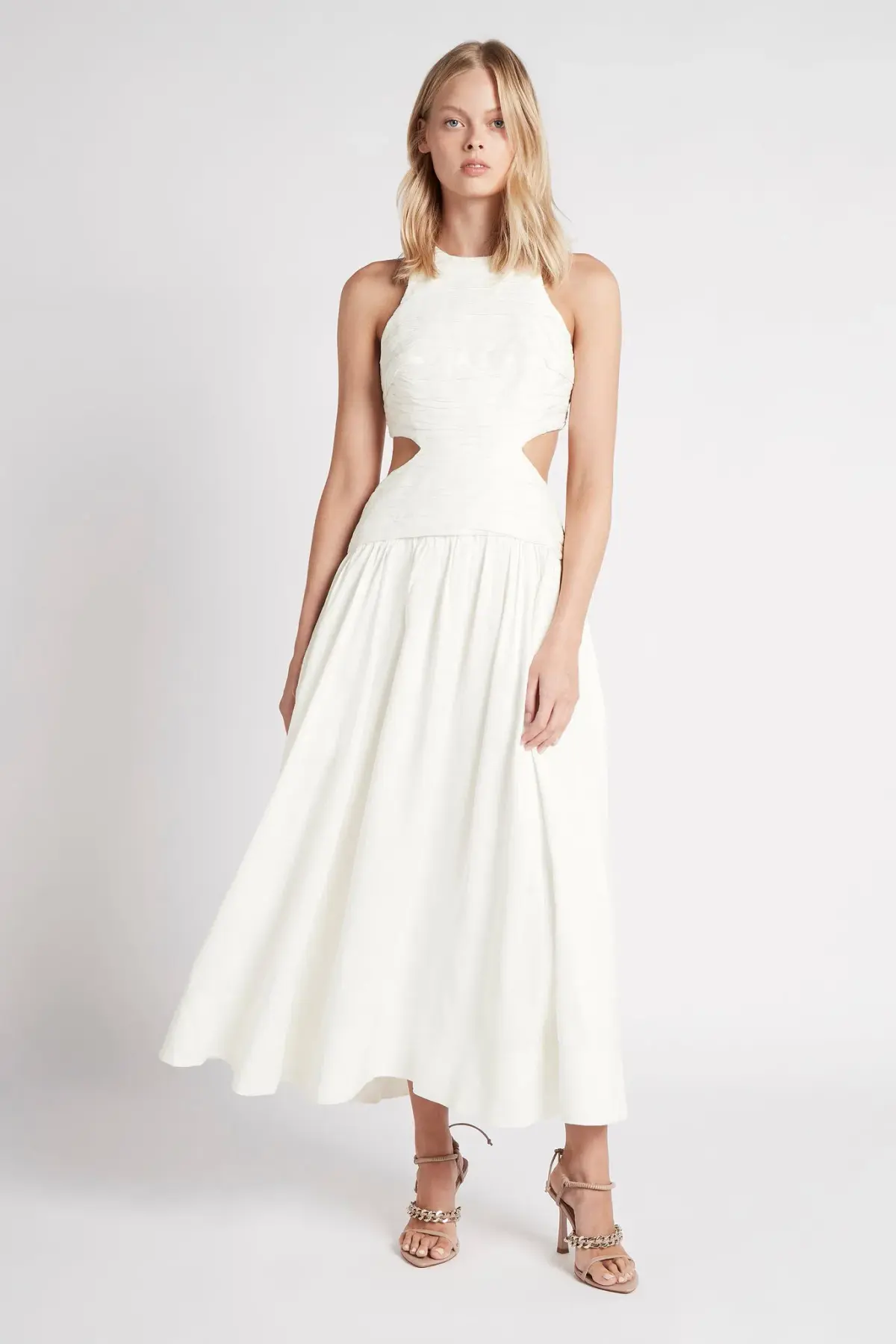 Aje Introspect Cut Out Midi Dress White Size 10 - Image 1
