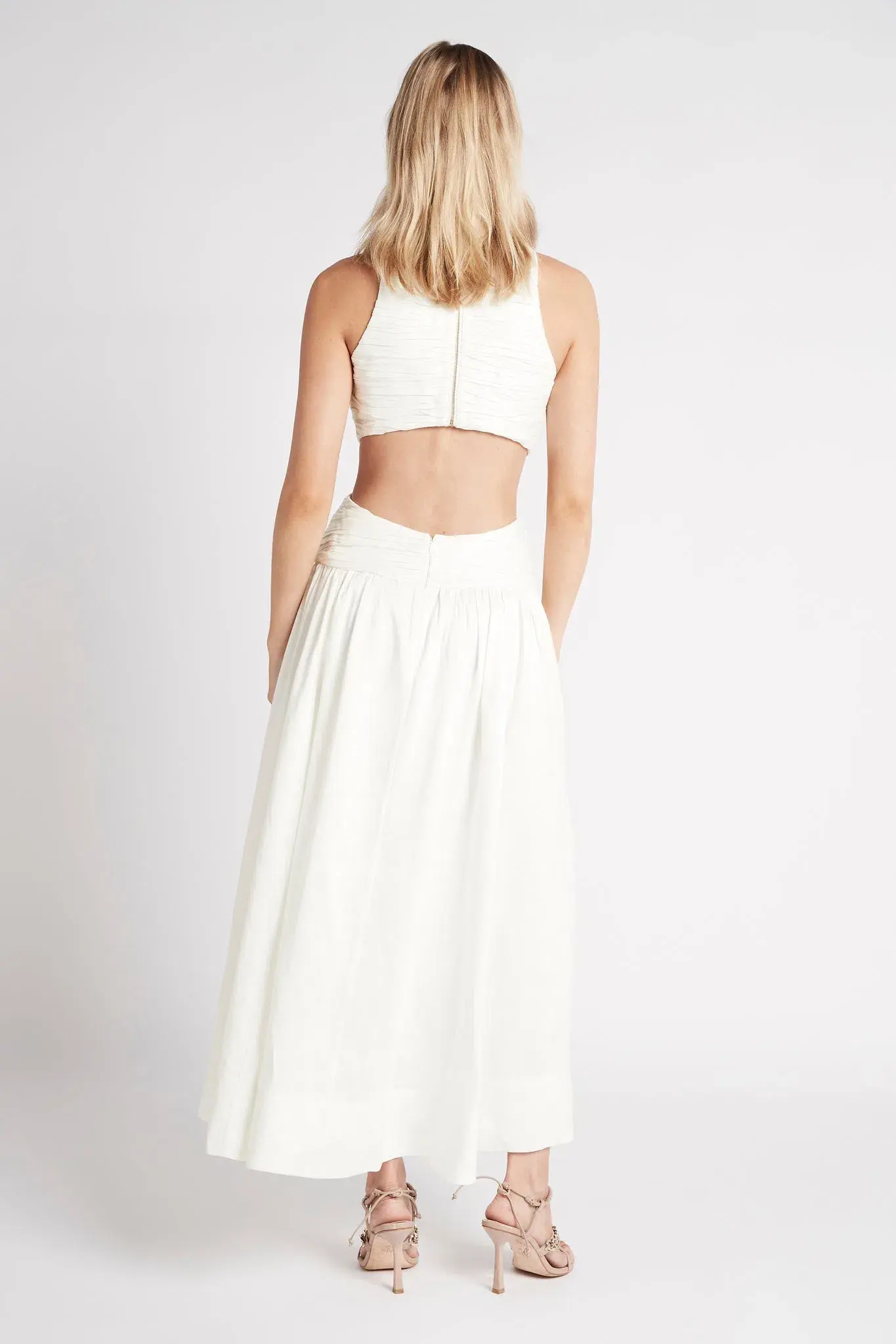 Aje Introspect Cut Out Midi Dress White Size 10 - Image 3