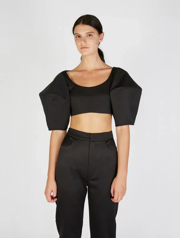 Ellery Neatly Labeled Bubble Crop Top Black Size 8 - Image 6