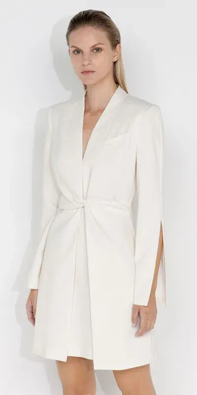 Cue Ivory Twist Front Dress in Ecru Cream Size 10 - Image 3