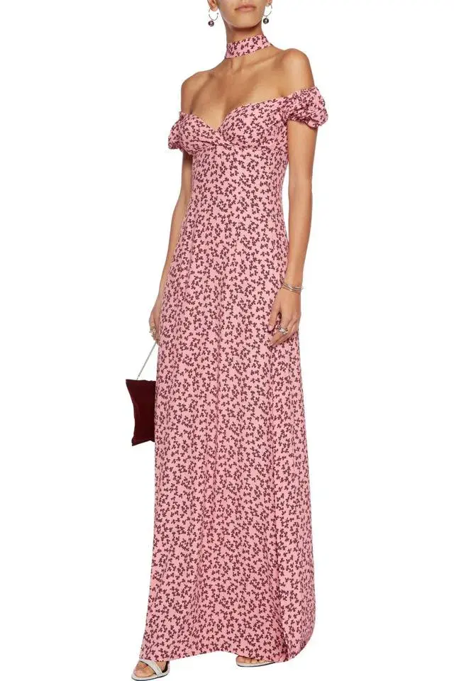 Alexis Addilyn Off Shoulder Choker Gown Pink Size 8 - Image 1