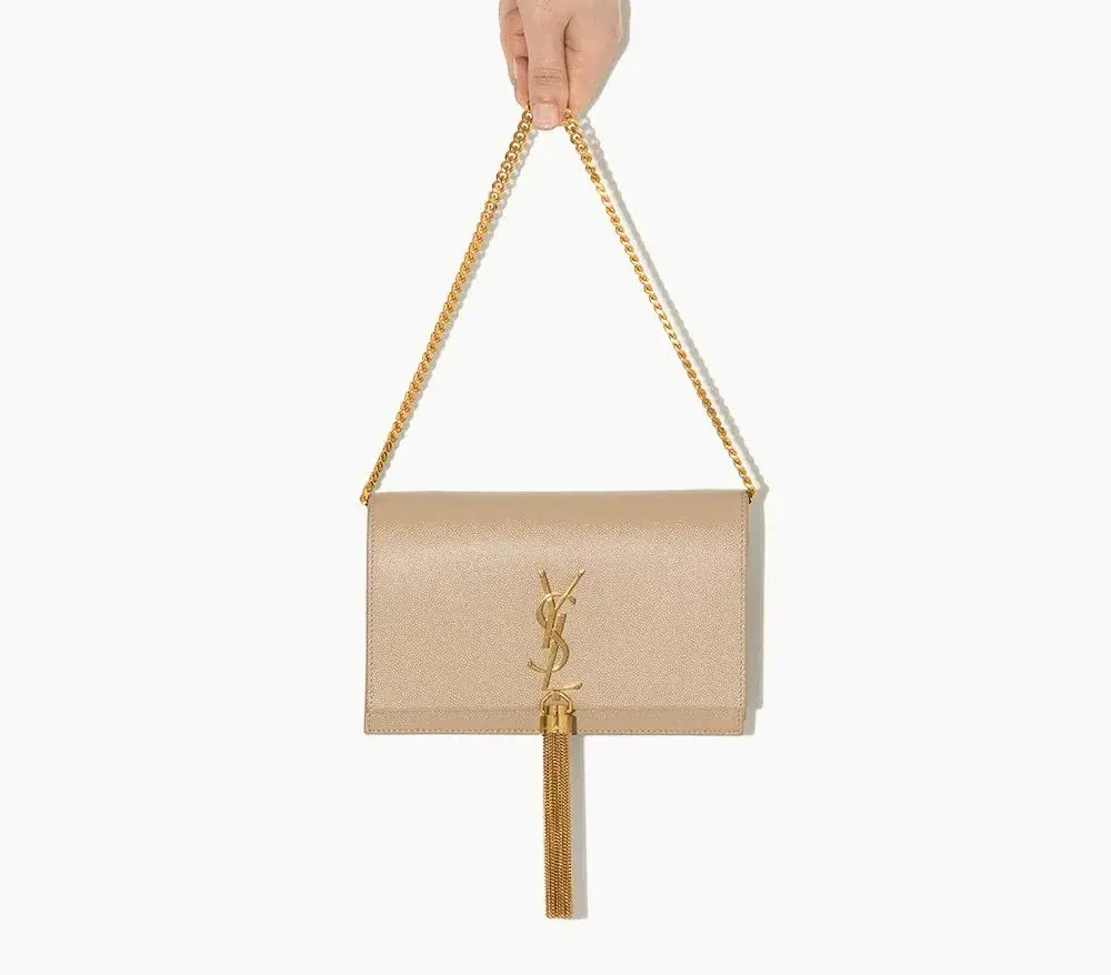 Saint Laurent Kate Nude Textured Leather with Gold Tassel Beige - Image 4