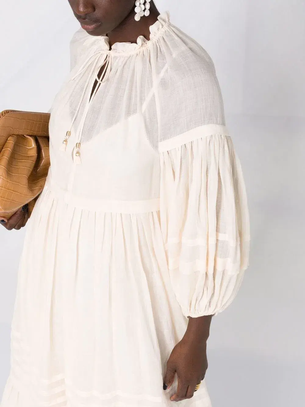 Zimmermann Moonshine Tuck Midi Dress Cream Size 1 / AU 10 - Image 4