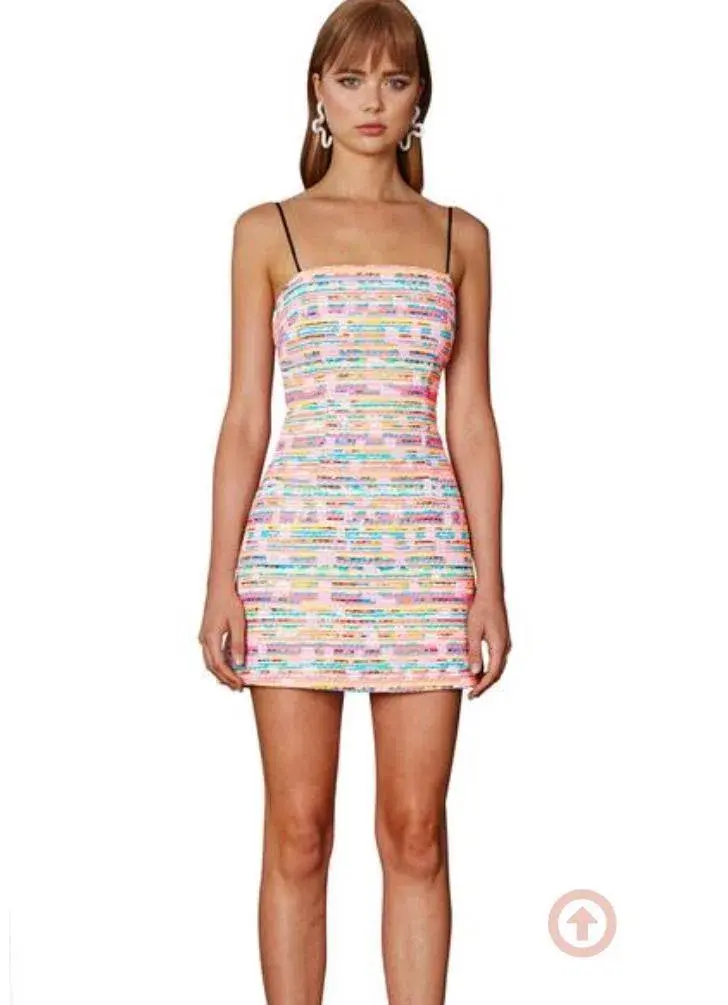 By Johnny Neon Weave Pocket Mini Dress Multi Size 8 - Image 1