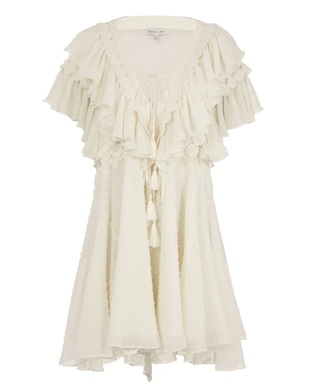 Shona Joy Stella Ruffle Dress Cream Size 10 for rent on The Volte - main image