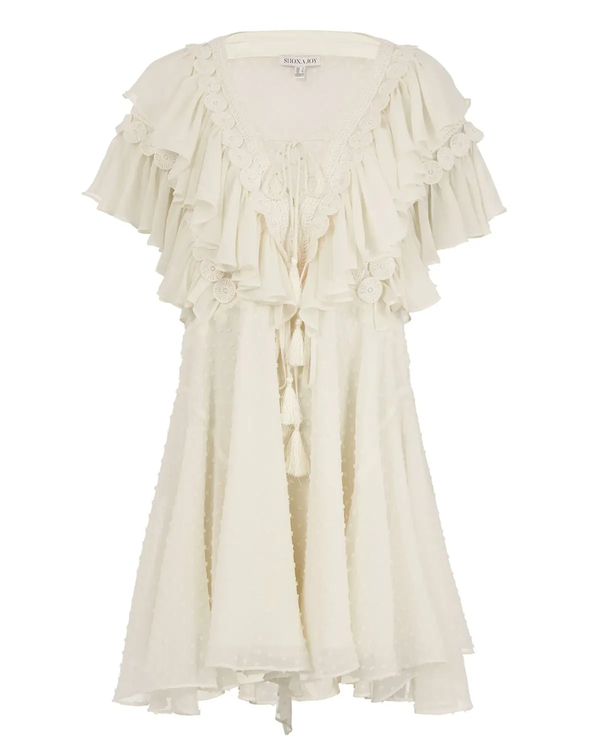 Shona Joy Stella Ruffle Dress Cream Size 10 - Image 4