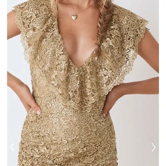 Spell & The Gypsy Nina Shift Dress Gold Size 8 - Image 1
