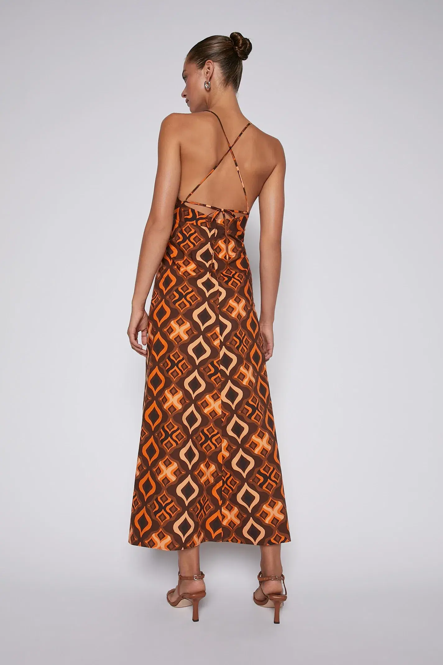 Scanlan Theodore Tile Print Cotton Dress Caramel Size 8 - Image 2