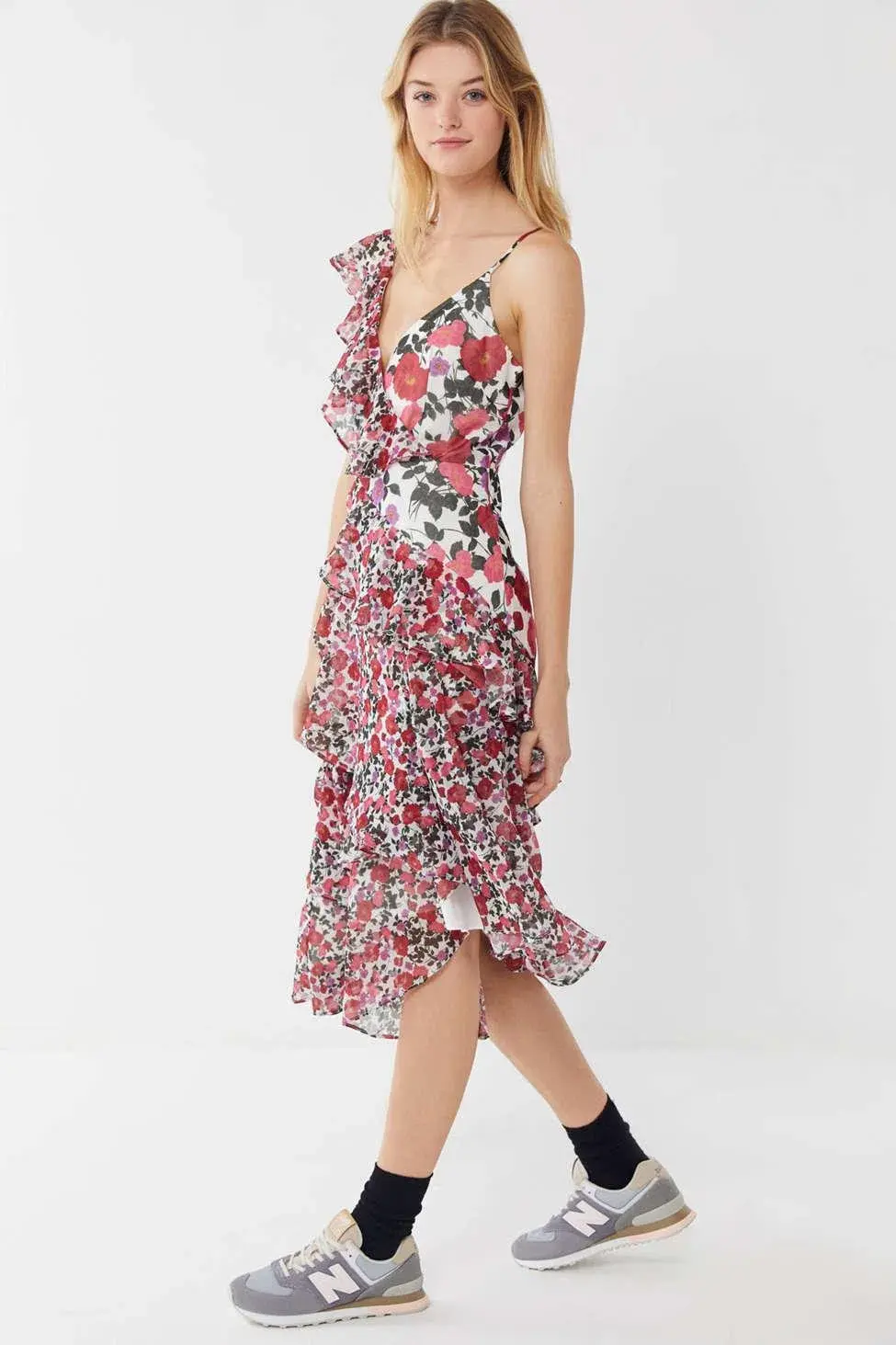 Keepsake the Label Waves Midi Dress Lilac Floral Print Size M/Au 8 - Image 3