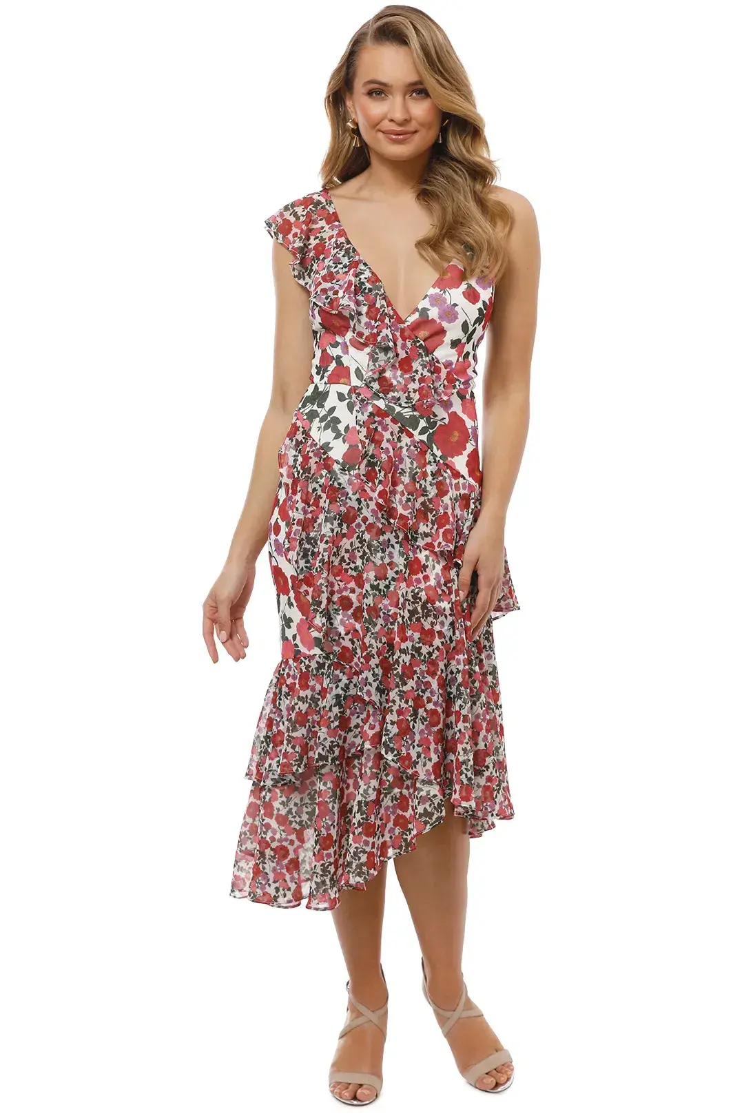 Keepsake the Label Waves Midi Dress Lilac Floral Print Size M/Au 8 - Image 1
