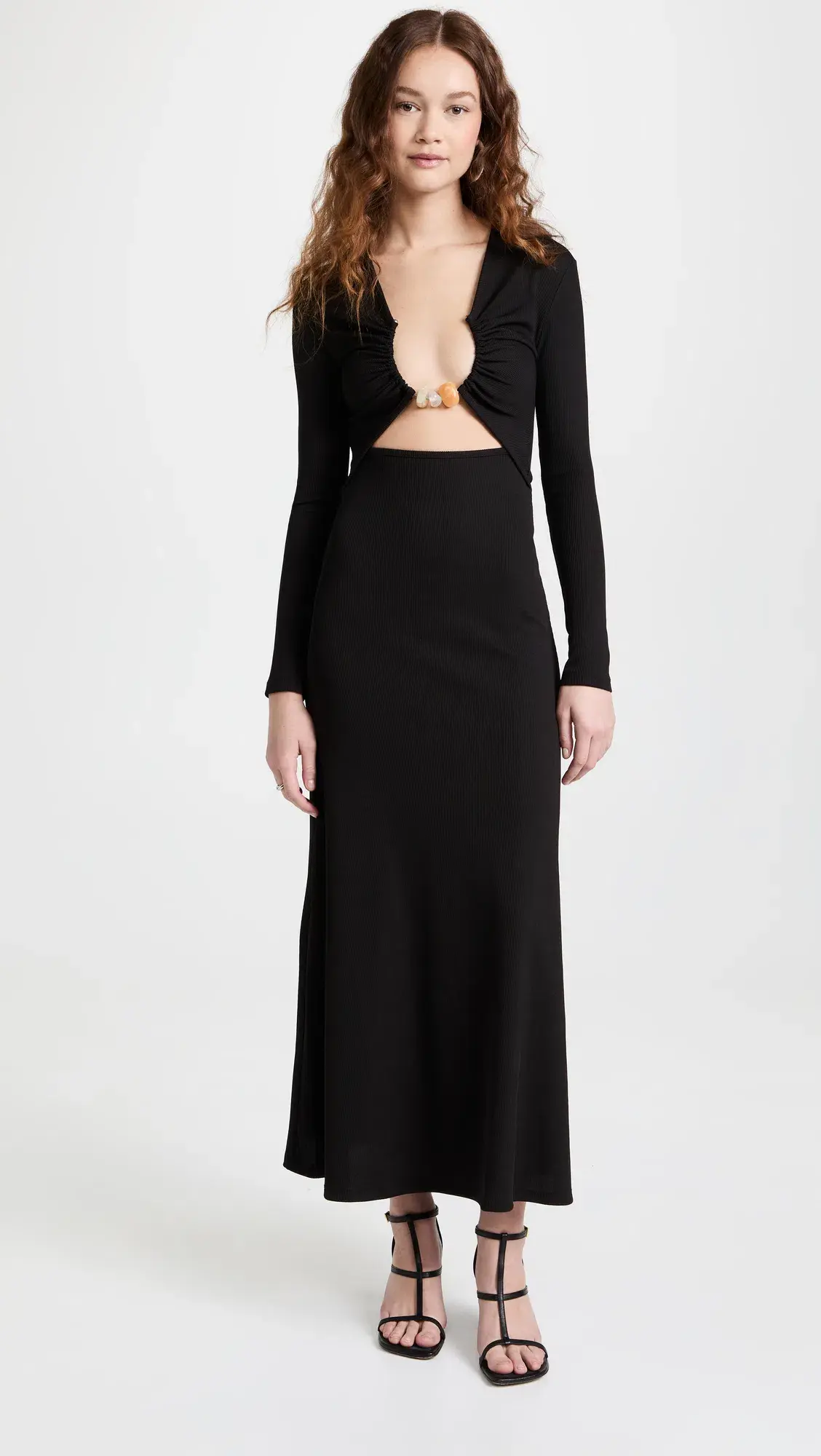 Christopher Esber Split Quarts Ruched Long Sleeve Dress Black Size 8 - Image 2