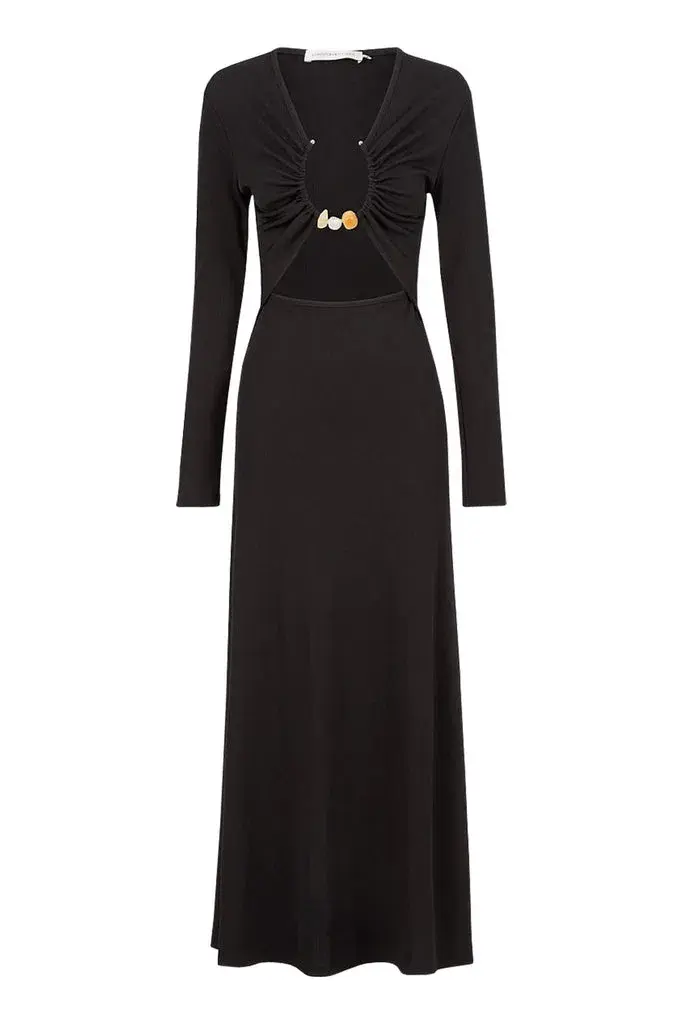 Christopher Esber Split Quarts Ruched Long Sleeve Dress Black Size 8 - Image 5