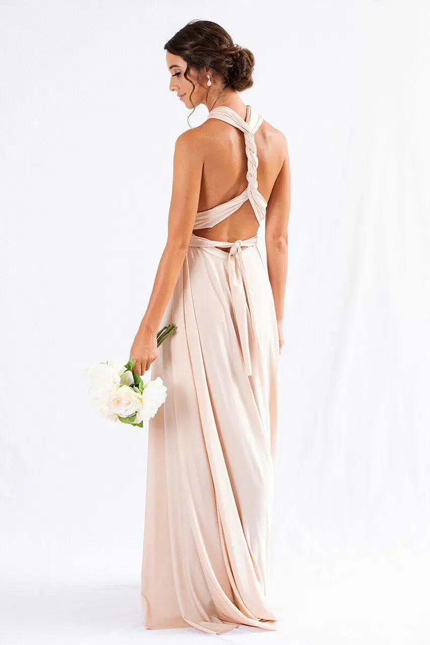 Model Chic Luxe Satin Multi-Way Infinity Dress Nude Size 10 - Image 2