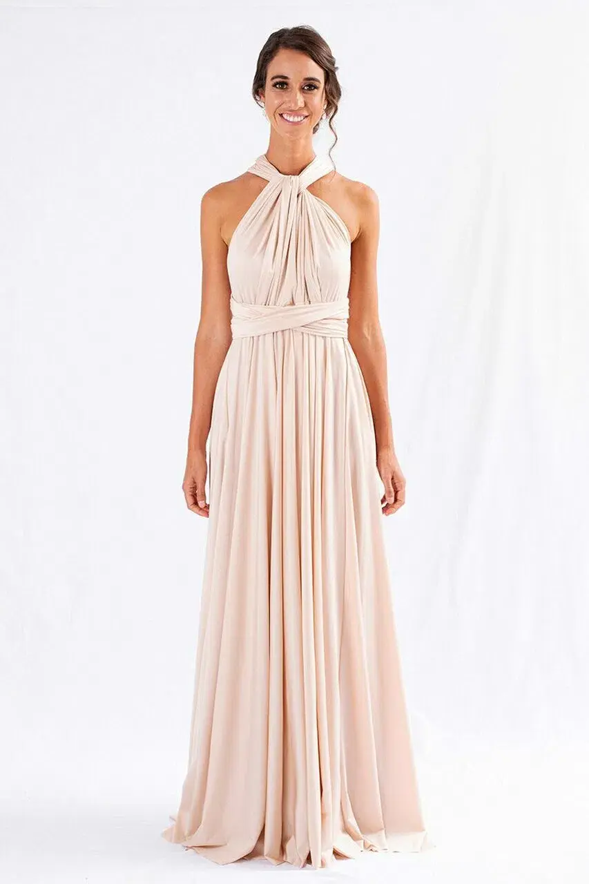 Model Chic Luxe Satin Multi-Way Infinity Dress Nude Size 10 - Image 1