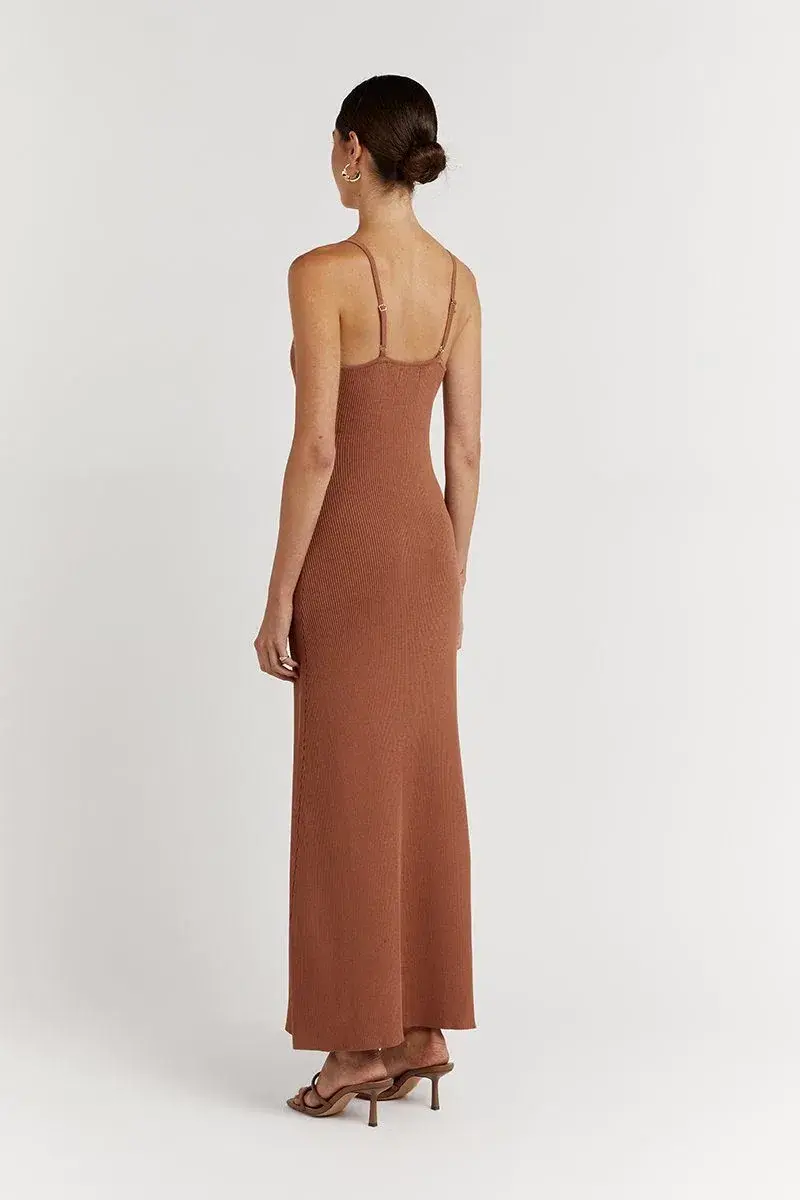 Dissh Koko Sweetheart Clay Knit Dress in Terracotta Brown Size S - Image 3