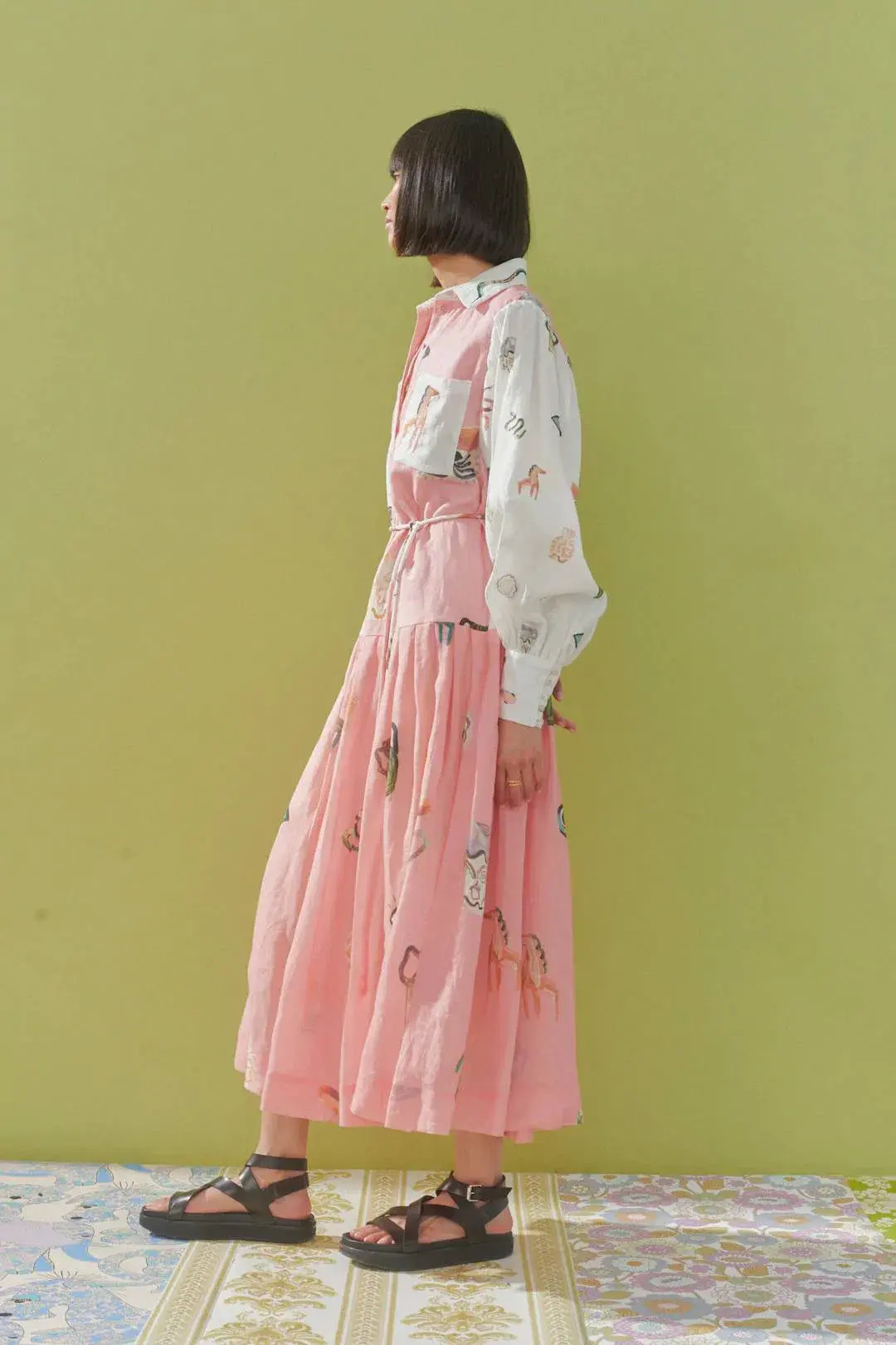 Alemais Cleo Patchwork Shirtdress in Pink Print Size 8 - Image 3