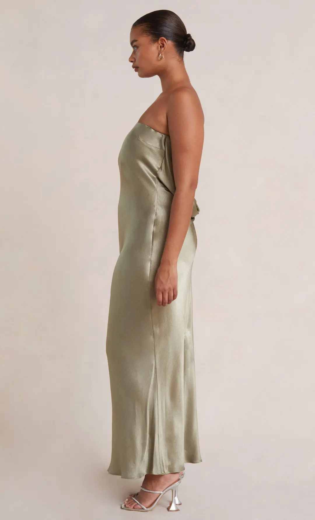 Bec & Bridge Moon Dance Strapless Dress Sage Green Size 14 for rent on The Volte - main image