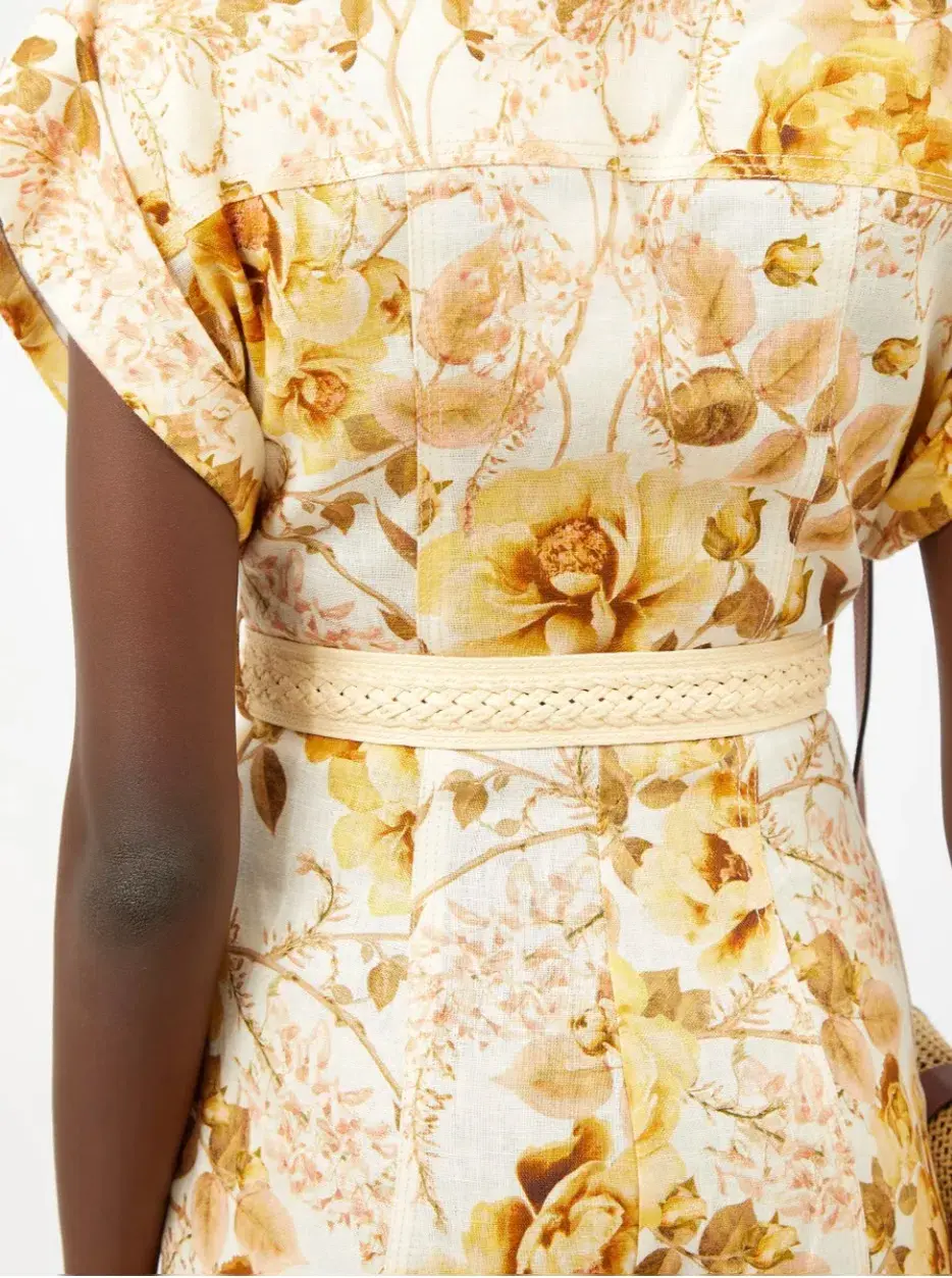 Zimmerman Rosa Roll Cuff Jumpsuit Floral Print Size 3 for rent on The Volte - main image