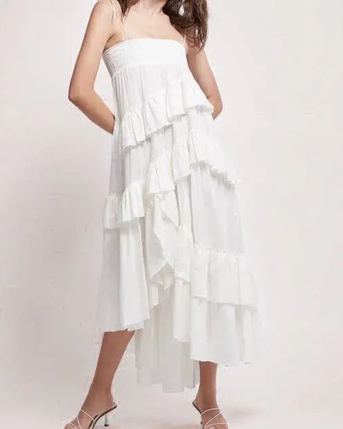 Aje Armeria Waterfall Dress White Size 10 - Image 1