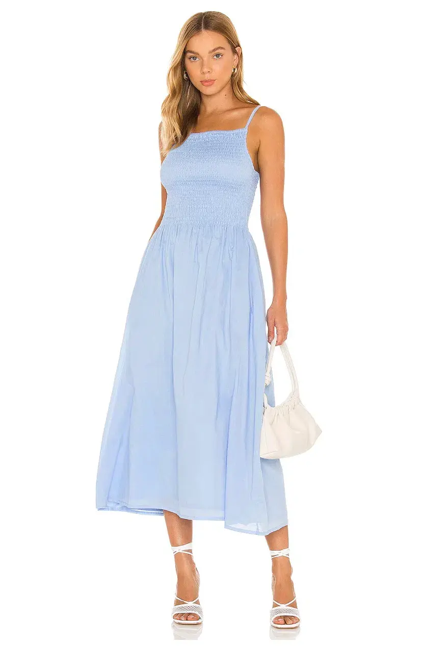 Faithfull the Brand Nolie Midi Dress Blue Size 10 - Image 1
