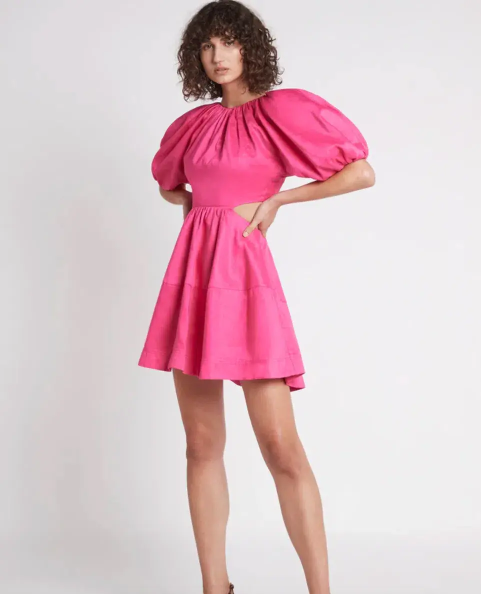 Aje Admiration Lace Up Mini Dress Pink Size 6 - Image 1