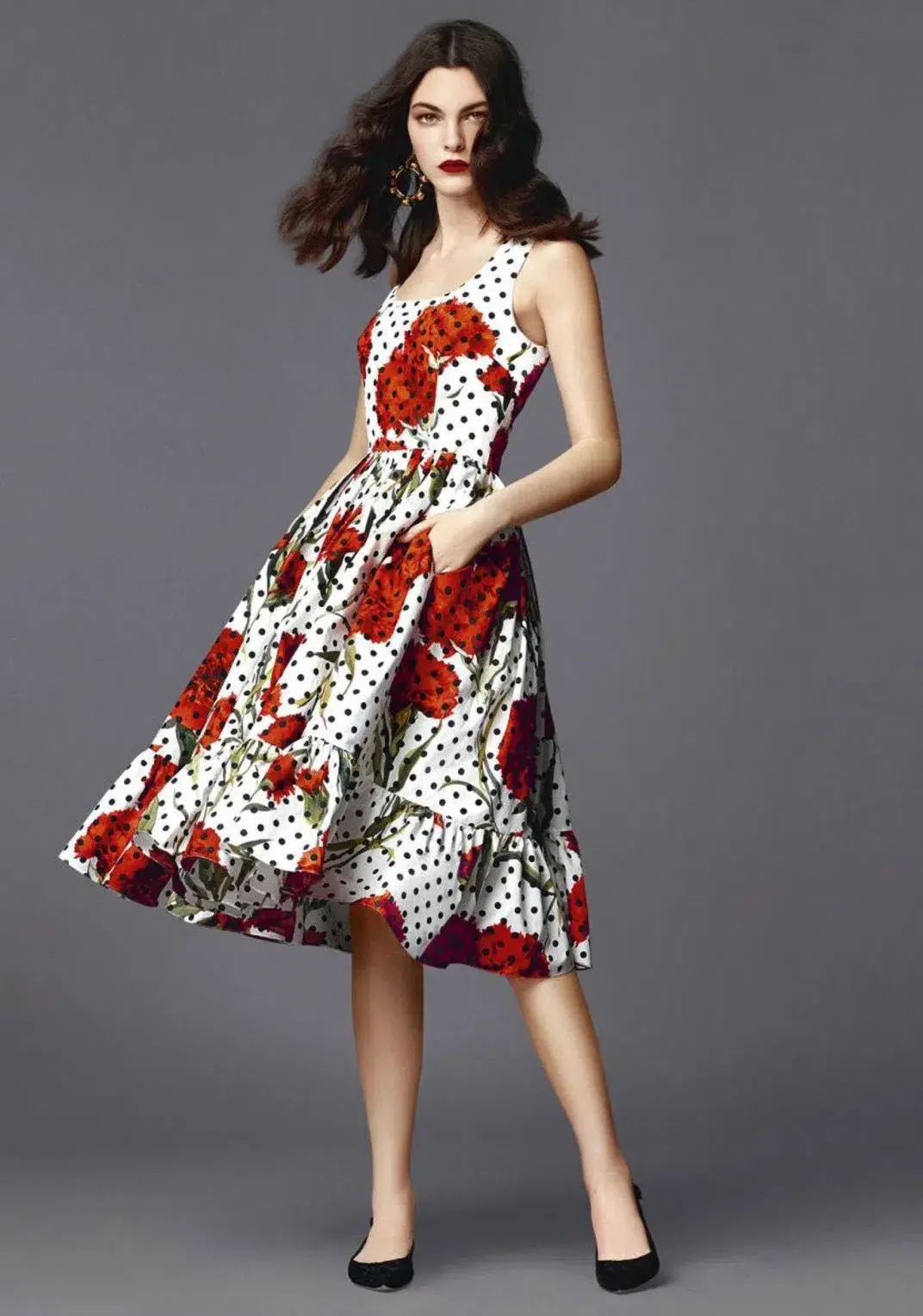 Dolce & Gabbana Floral Poplin Dress Print Size 12 - Image 1
