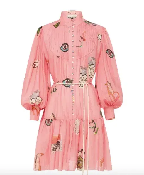 Alemais Cleo Smock Mini Dress Pink Size AU 12 - Image 4