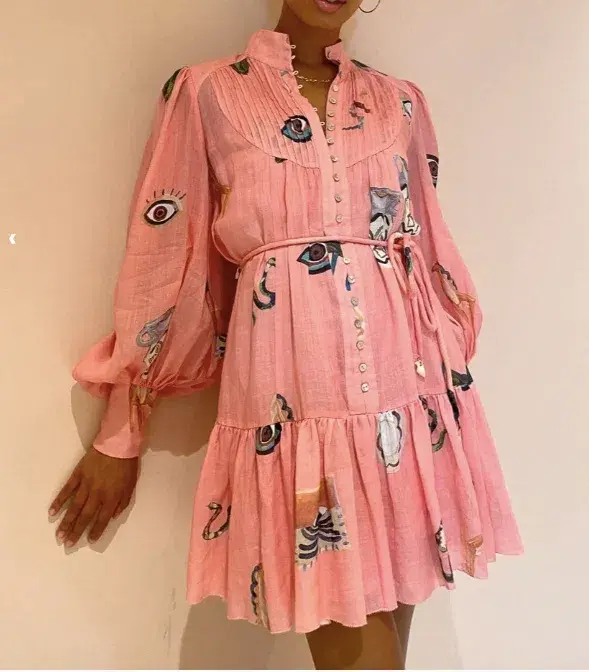 Alemais Cleo Smock Mini Dress Pink Size 12 - Image 3