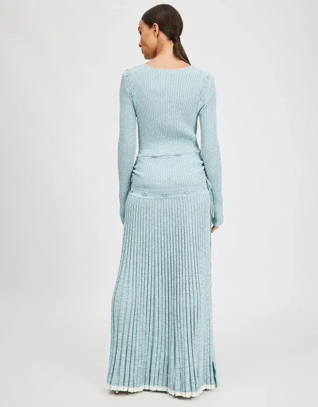 Christopher Esber Deconstruct Long Sleeve Knit Dress Ice Blue Size 8 for rent on The Volte - main image