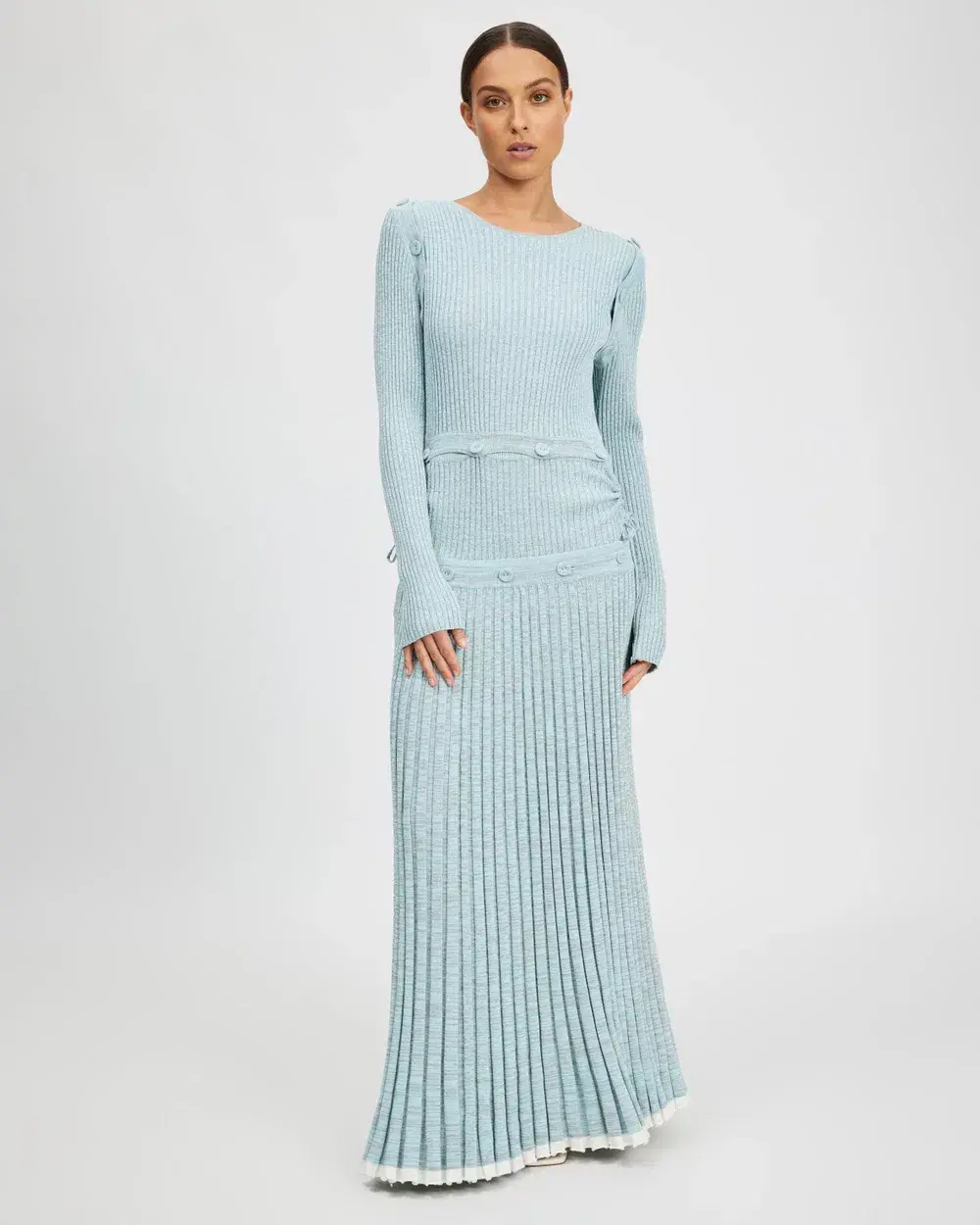 Christopher Esber Deconstruct Long Sleeve Knit Dress Ice Blue Size 8 - Image 1