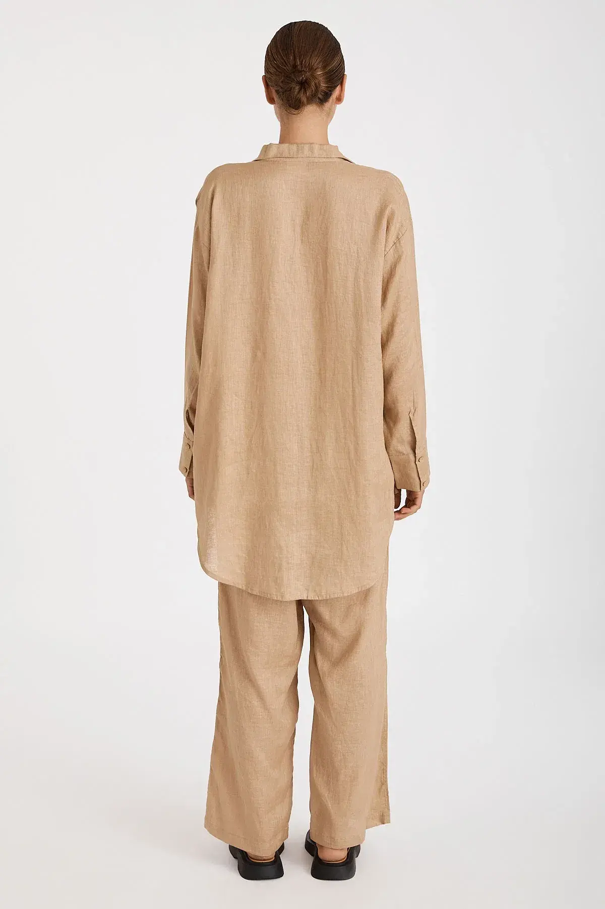 Zulu & Zephyr Linen Shirt Camel Brown Size 8 - Image 2