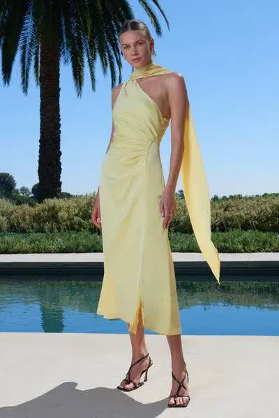 MISHA Estra Midi Dress Venetian Gold Size 8 - Image 1