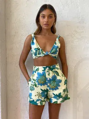Sir The Label Alexandre Knot Bralette Size 1 and Short Size 2 Set Print  - Image 3