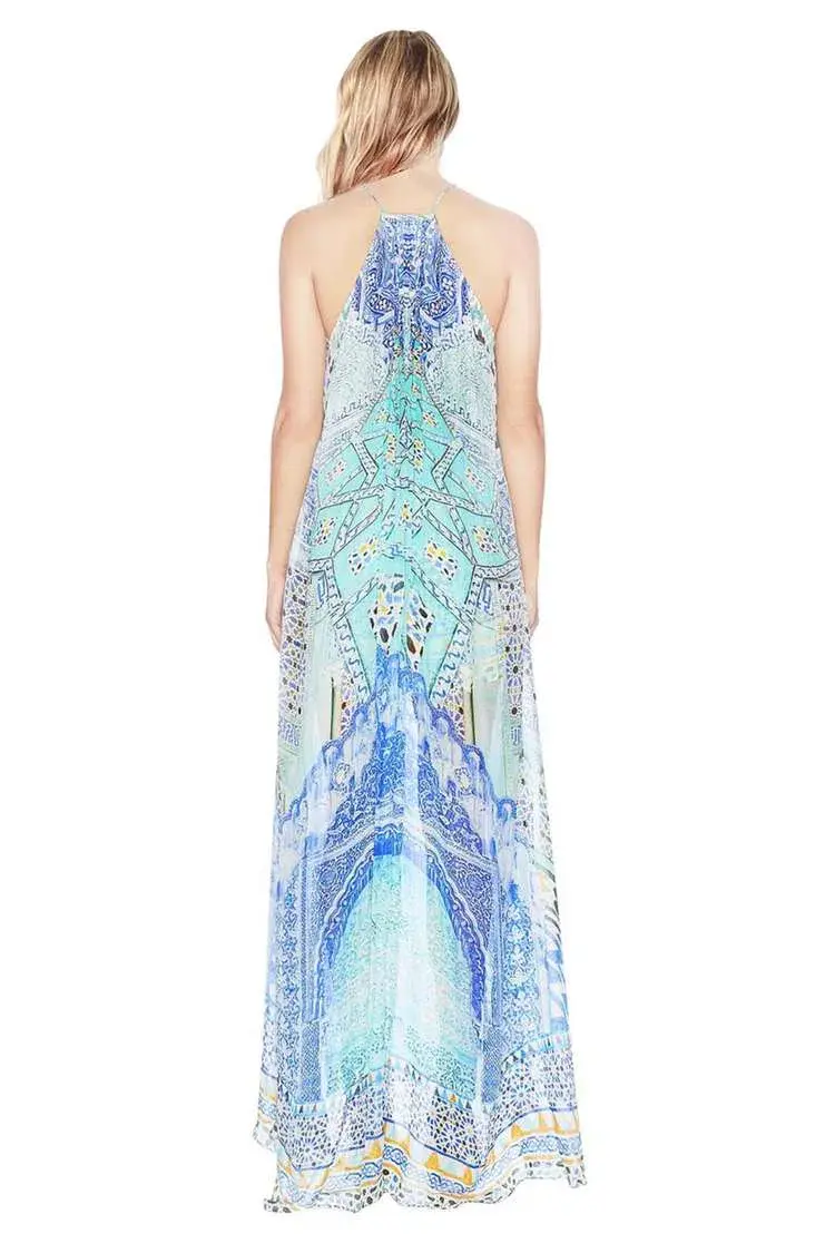 Camilla Sultans Gate Sheer Overlay Dress Blue/Print One Size  for rent on The Volte - main image