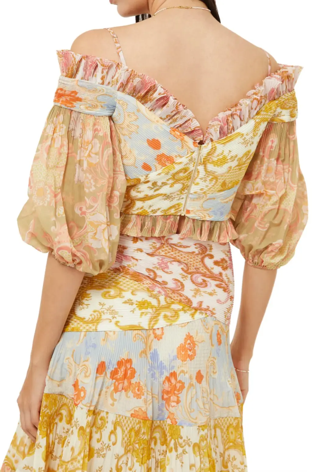 Zimmermann Postcard Pleated Fan Top size 2 Long Skirt Print Size 3 for rent on The Volte - main image